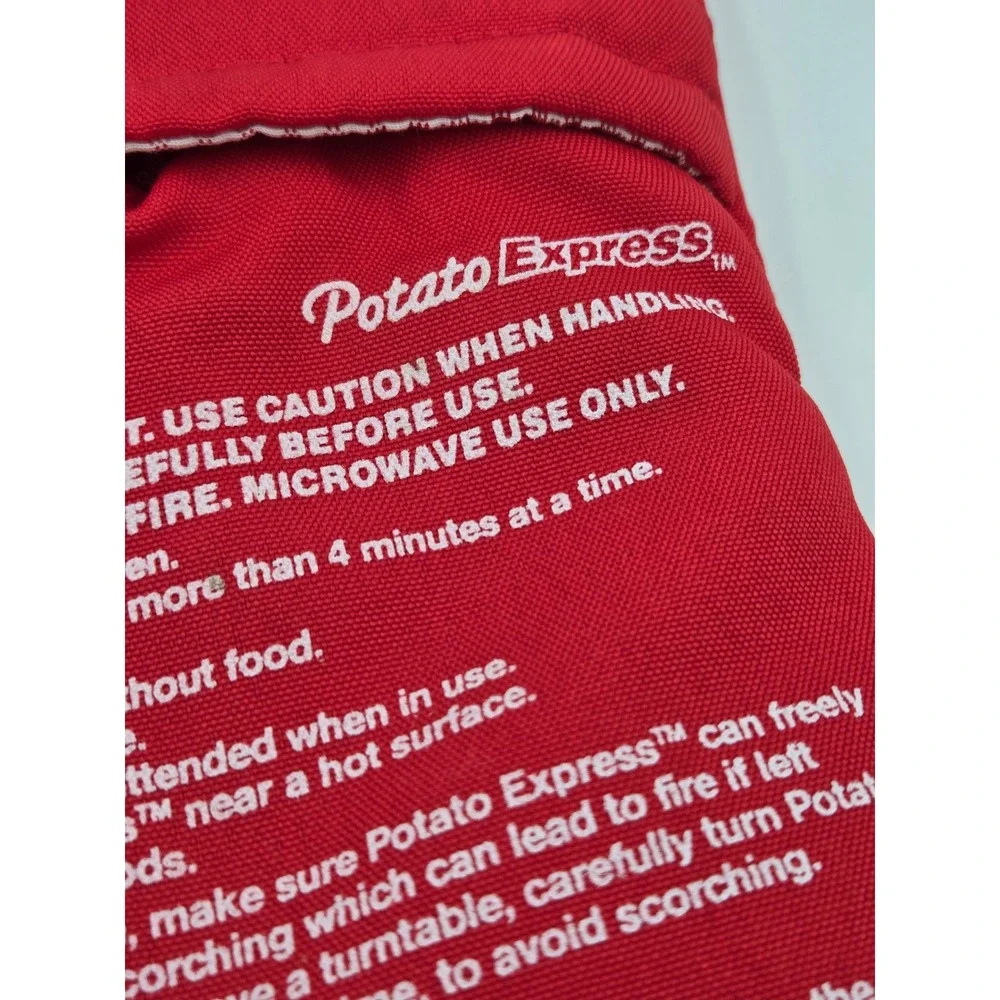Potato Express Microwave Potato Cooker Red Reusable Pouch with Recipe Guide